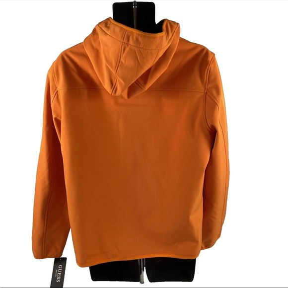 New GUESS Jacket Mens Sz M Orange Polyester Softshell Long Sleeve Hooded NWT - Picture 6 of 7
